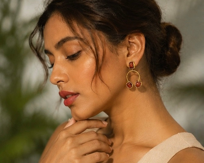 Natural stone earings