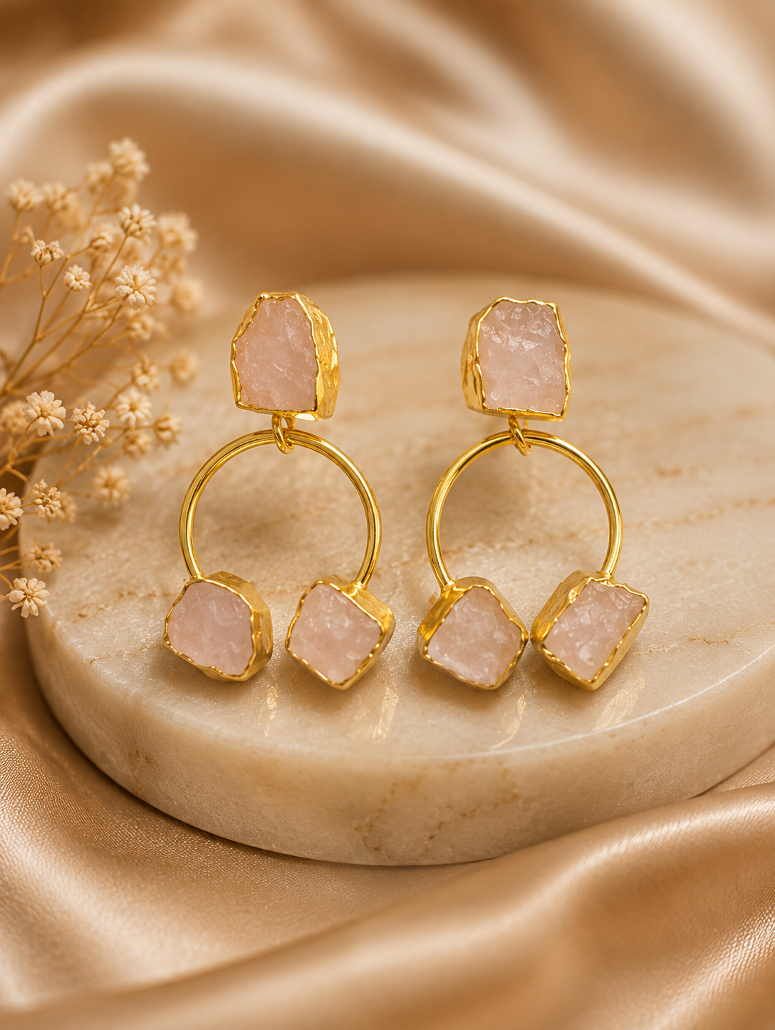 Natural stone earings